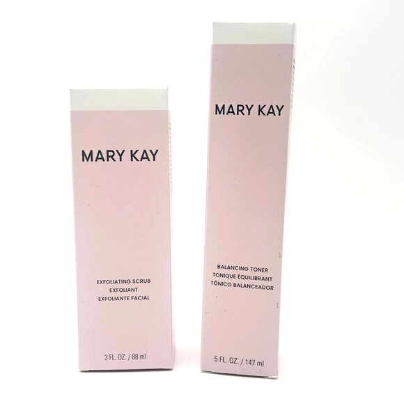 Mary Kay Exfoliating Scrub & Balancing Toner Set , All Skin Types, NIB New Stock - Picture 2 of 16